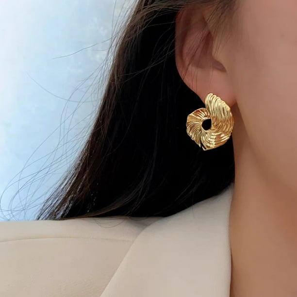 Twisted Spiral Stud Earrings - Demifine 18KT Gold Plated