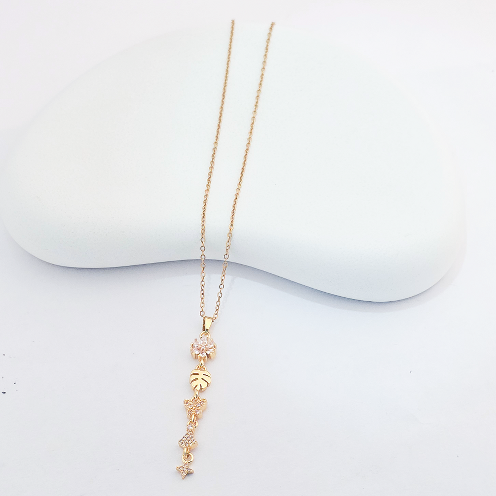 The Wildflower & Willow Drop Pendant - 18KT Gold Plated