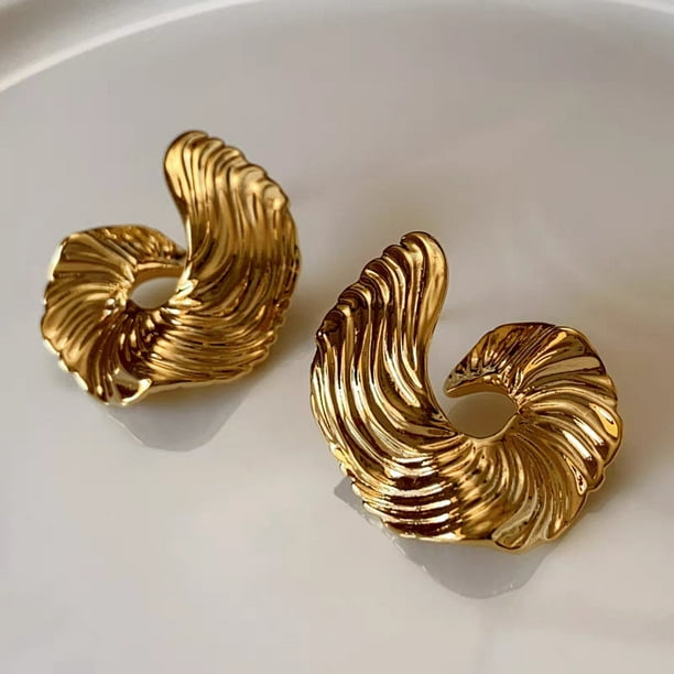 Twisted Spiral Stud Earrings - Demifine 18KT Gold Plated