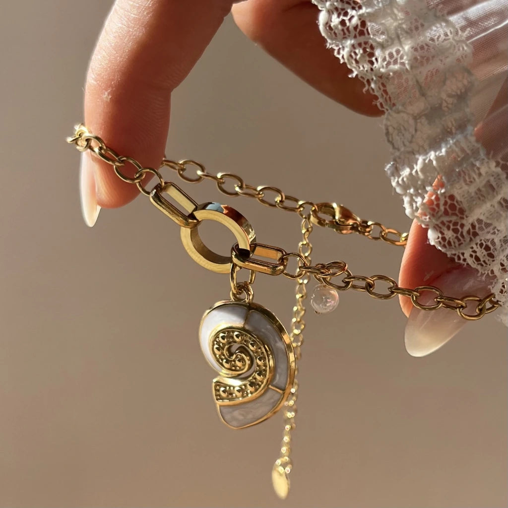 Mother of Ocean Pearl Bracelet -18KT Gold Plated