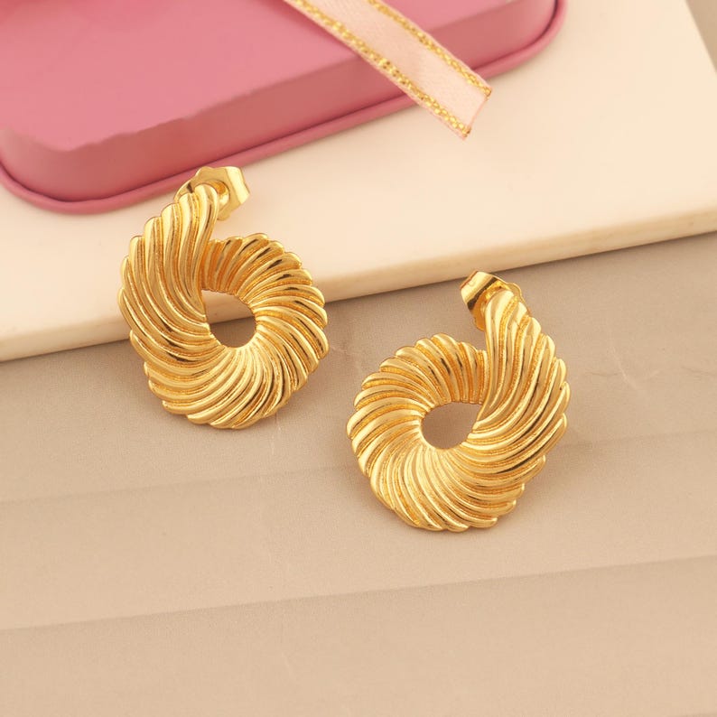Twisted Spiral Stud Earrings - Demifine 18KT Gold Plated