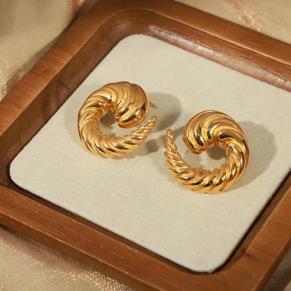 Round Croissant Statement Earring - Demifine 18KT Gold Plated