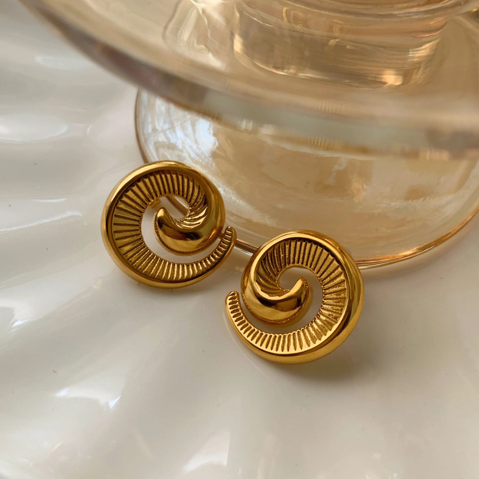 Swirl Stud Earring - Demifine 18KT Gold Plated