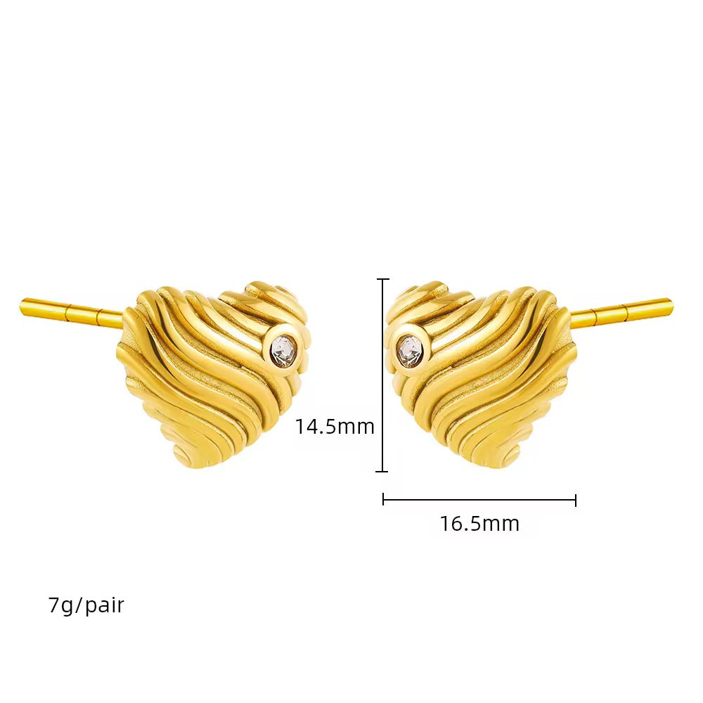Mini Heart Stud Earring- 18KT Gold Plated