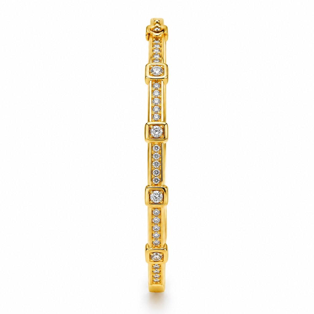 Zirconia Sleek Cuff Bracelet -18KT Gold Plated