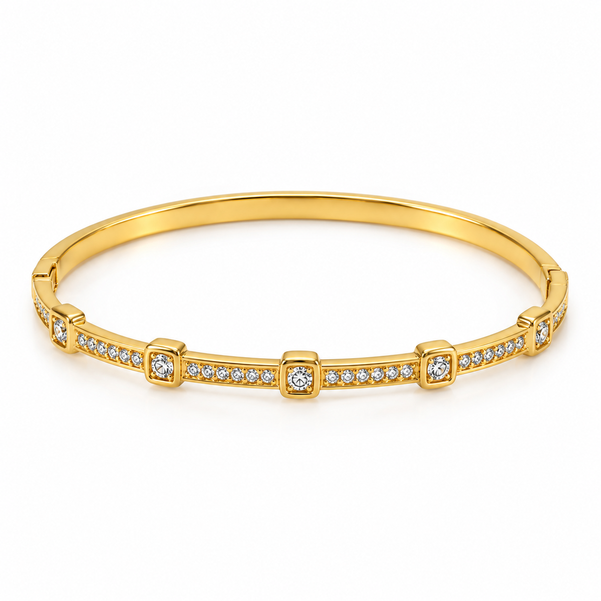 Zirconia Sleek Cuff Bracelet -18KT Gold Plated