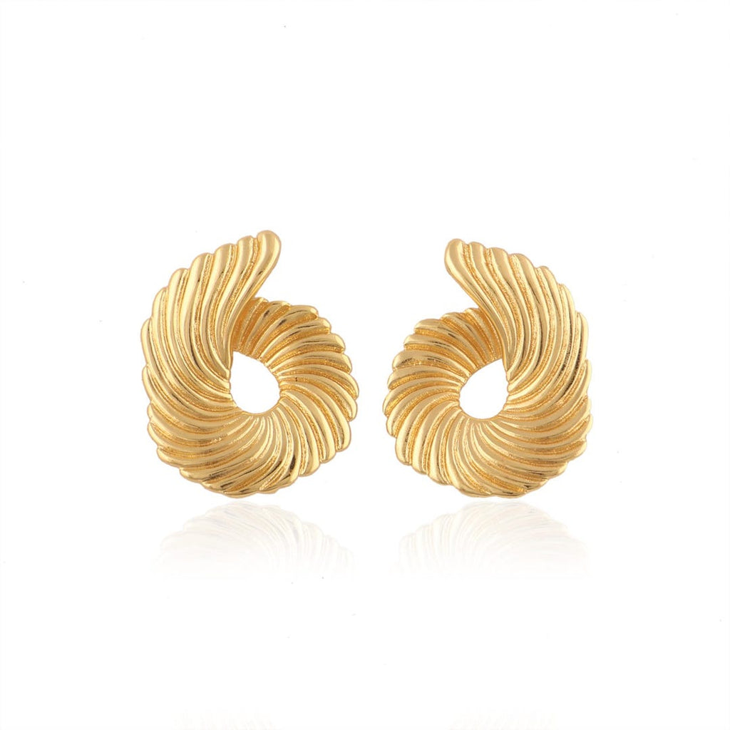 Twisted Spiral Stud Earrings - Demifine 18KT Gold Plated