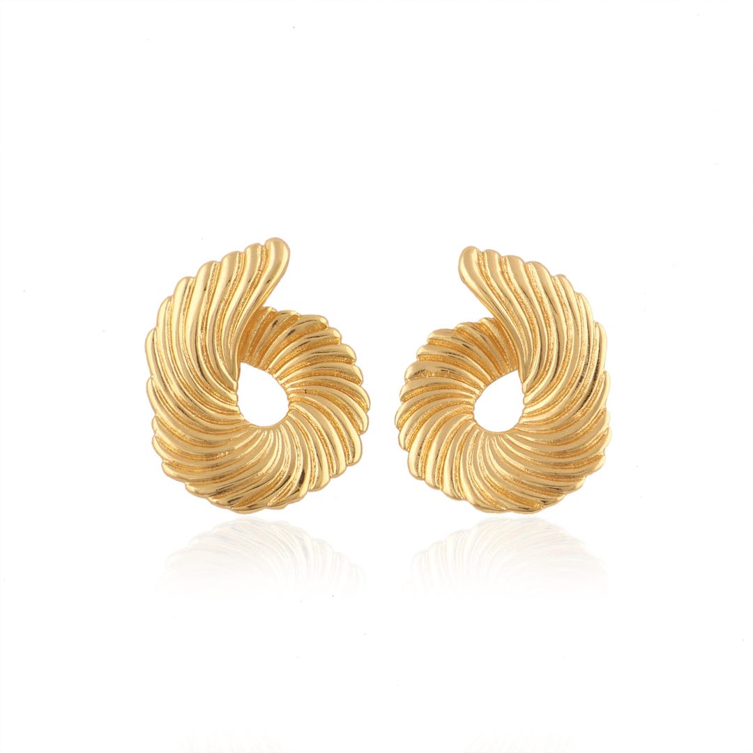 Twisted Spiral Stud Earrings - Demifine 18KT Gold Plated