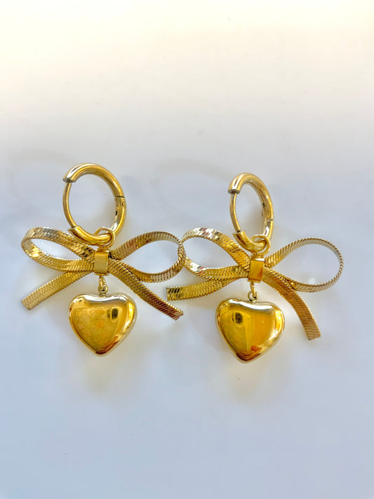 Bow Heart hoops Earring - Demifine 18KT Gold Plated