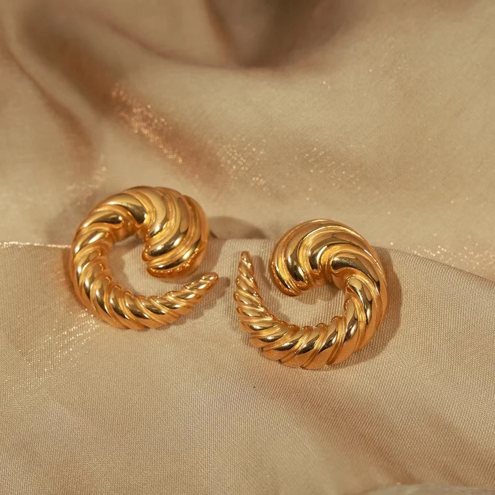Round Croissant Statement Earring - Demifine 18KT Gold Plated