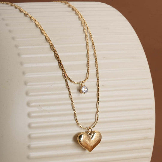 Delicate Heart Multilayer Pendant -18KT Gold Plated