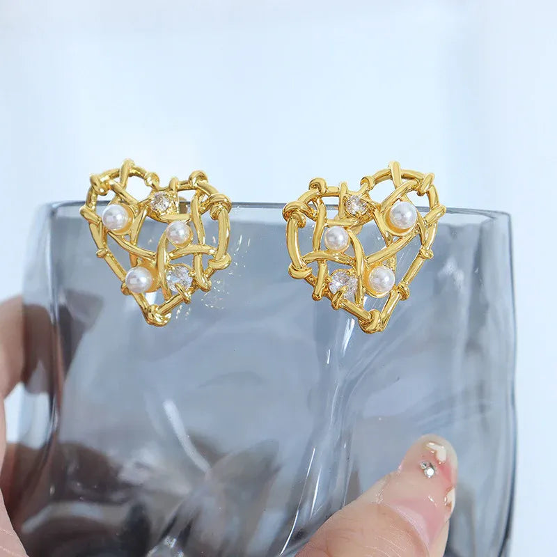 Valentine Special - Gold Plated Broken Heart Statement Earring