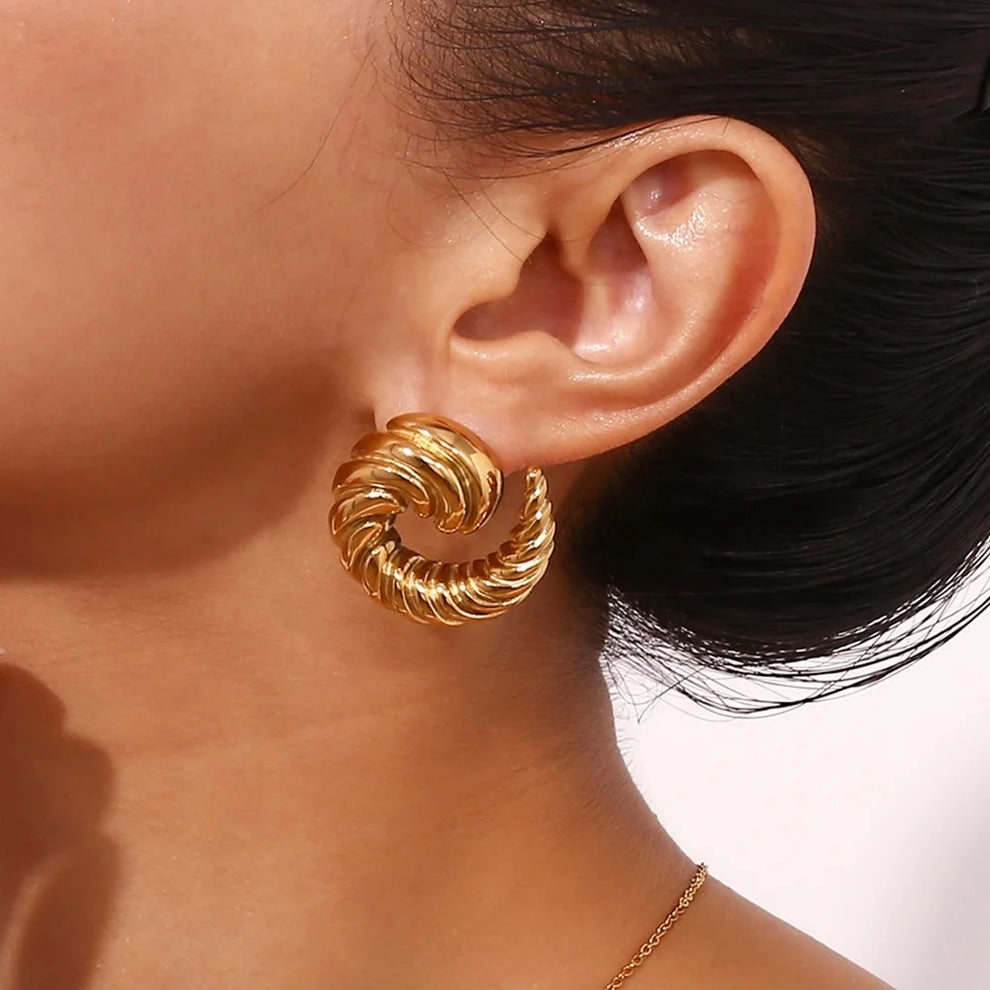 Round Croissant Statement Earring - Demifine 18KT Gold Plated