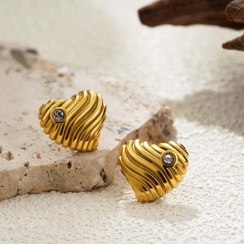 Mini Heart Stud Earring- 18KT Gold Plated