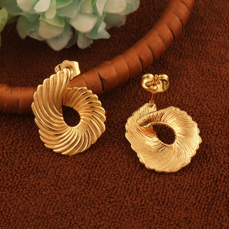 Twisted Spiral Stud Earrings - Demifine 18KT Gold Plated
