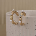 Pearl Studded Rectangular Hoop Earrings - Demifine 18KT Gold Plated