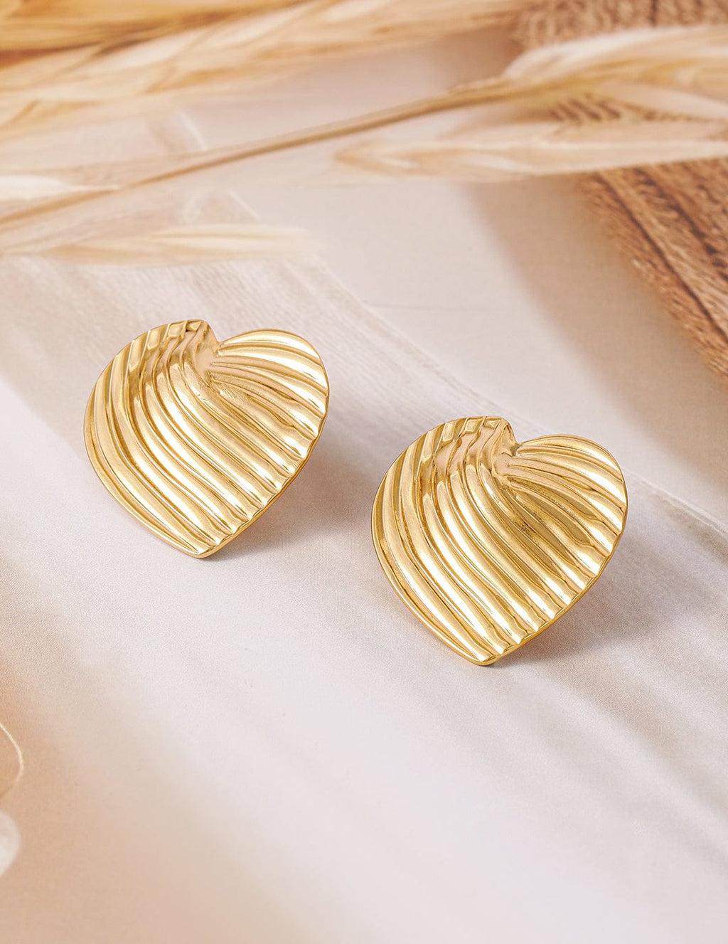 18K Gold Plated Tarnish Free Waterproof Heart Oversize Stud Earring