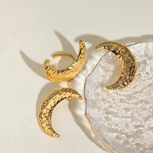 Take me to the Moon Stud Earrings -18KT Gold Plated