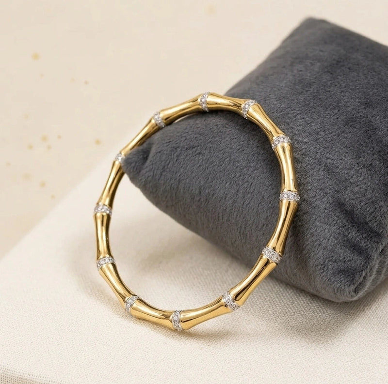 Bamboo Baby Cuff Bracelet -18KT Gold Plated