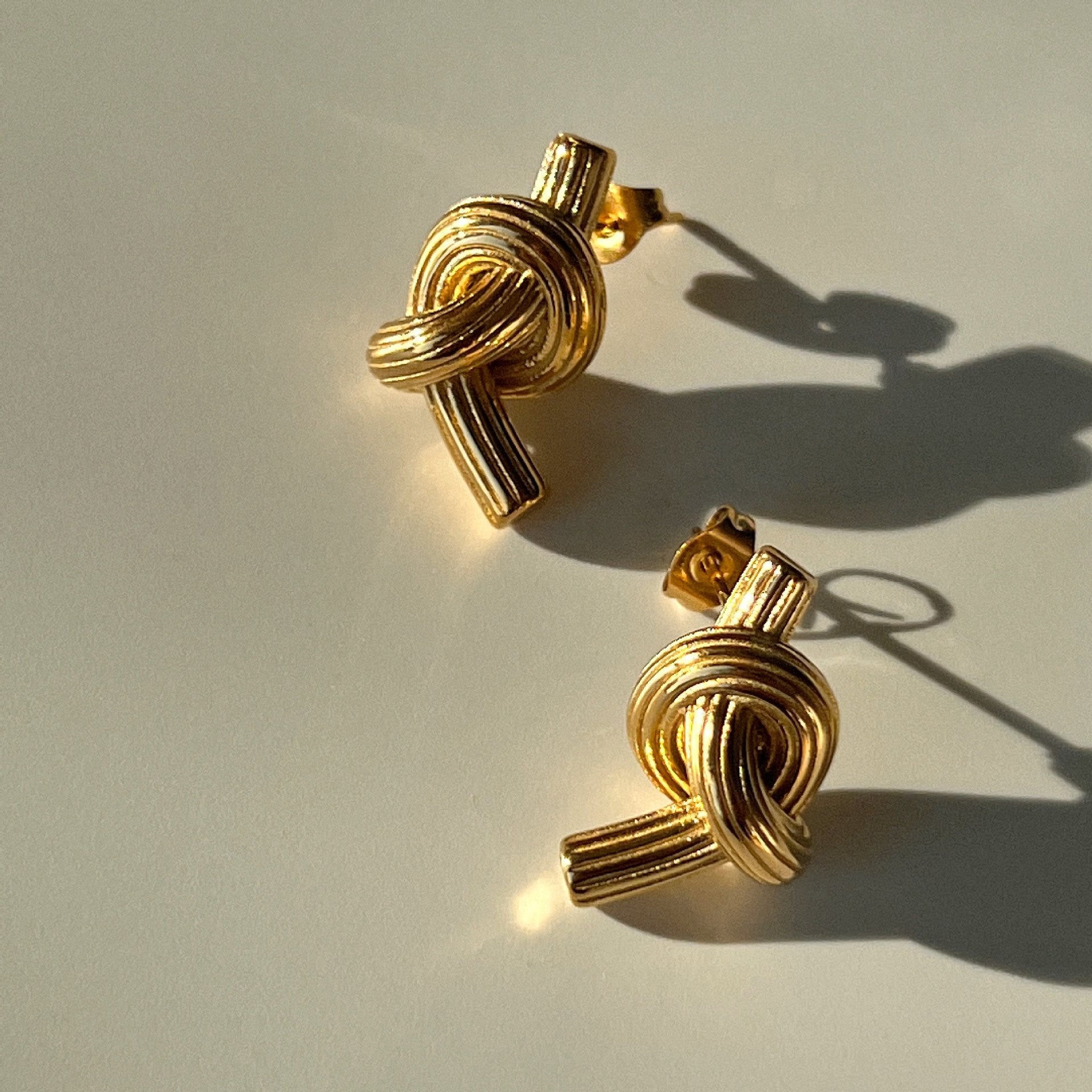 Twisted Knot Stud Earrings - 18KT Gold Plated