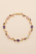 The Amethyst & Rose Quartz Tulip Bracelet -18KT Gold Plated