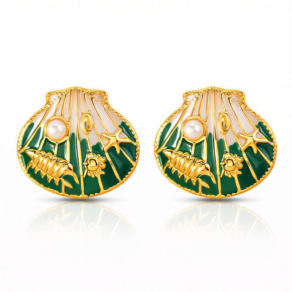Tidal Treasure Shell Earrings - 18KT Gold Plated