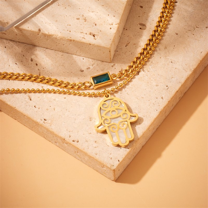 Hamsa Sheild Pendant - 18KT Gold Plated