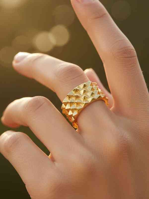 Elara Texture Band Ring - Demifine 18KT Gold Plated